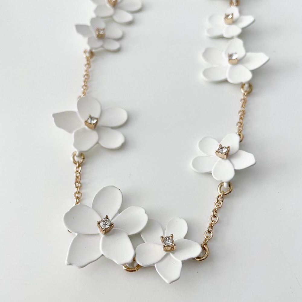 J. Crew Factory Floating Flowers Statement Necklace (White) - Picture 3 of 3